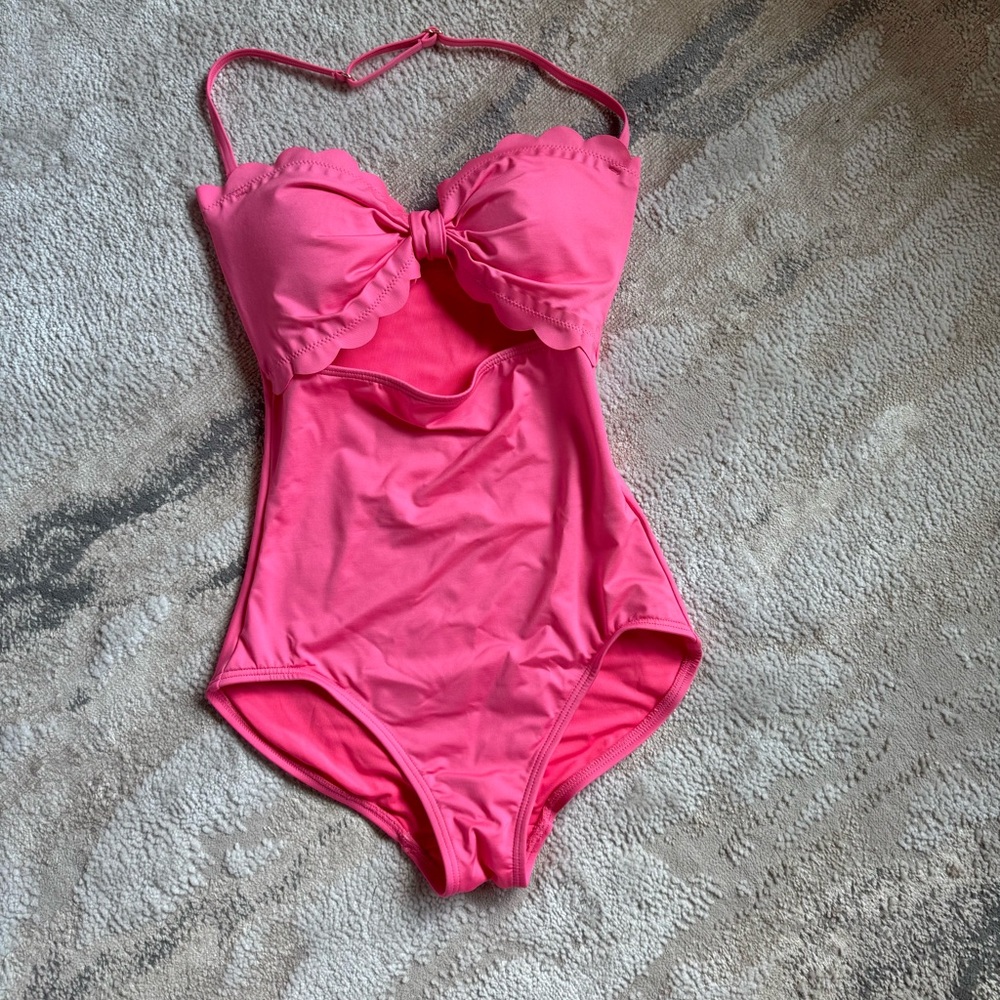 Kate Spade Vibrant Pink Scalloped Swimsuit Small NWOT